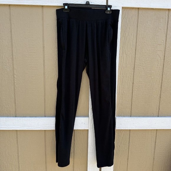 Pants - tasc Black Ribbed Pants Women’s Size Large Pockets Organic Cotton Bamboo